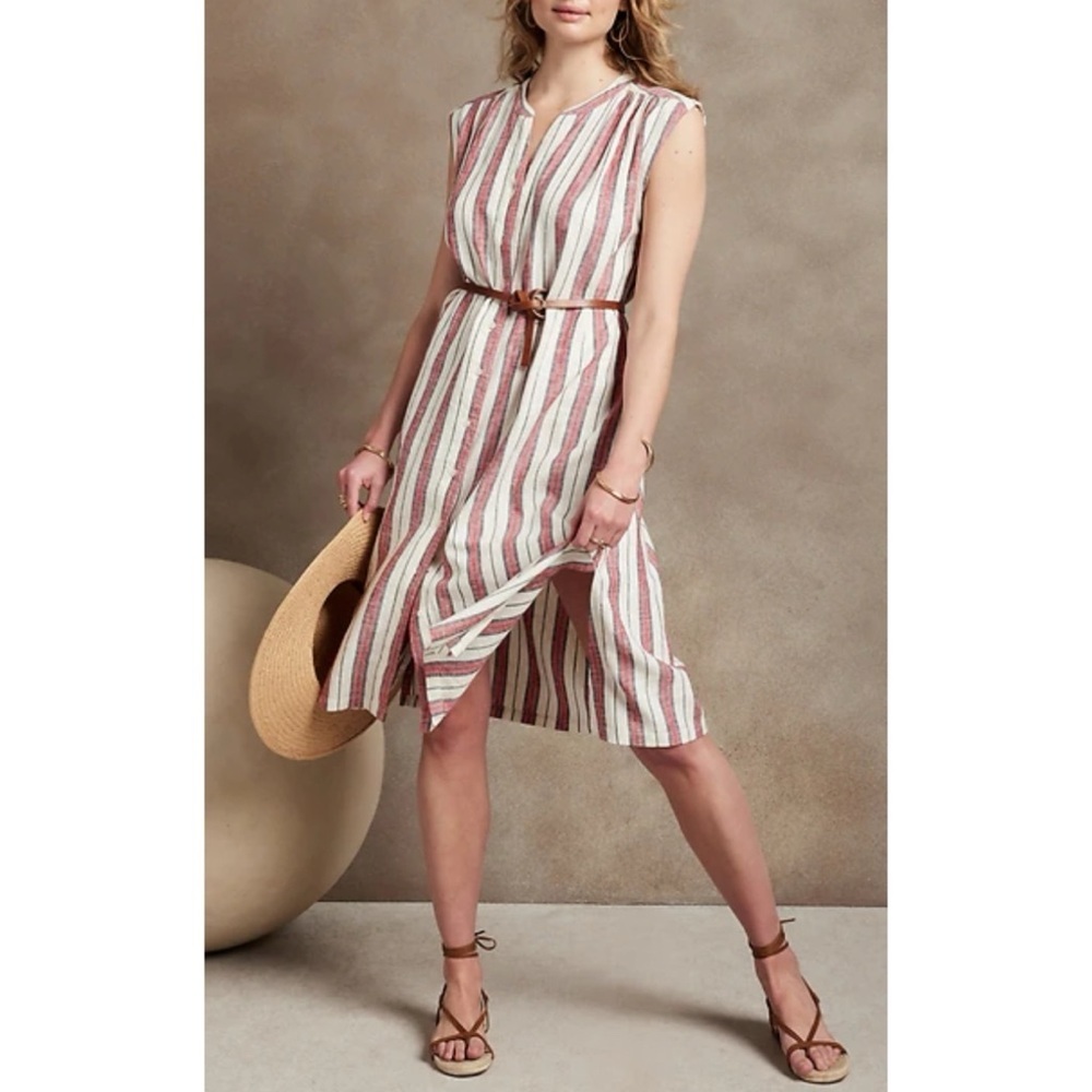 Banana Republic Linen Blend Shirt Dress XS Petite